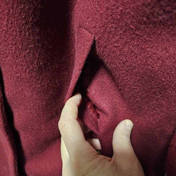 Gap Women's Wool Cranberry Red Trench Coat - Size Small - Picture 3 of 10